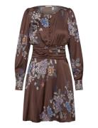 Satin Mini Dress Kort Klänning Brown By Ti Mo