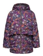 Long Puffer Jacket Aop Rec. Fodrad Jacka Navy Mikk-line