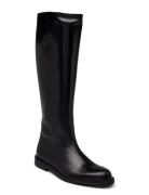 Boots - Flat - With Zipper Höga Stövlar Black ANGULUS