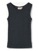 Wheat Wool Silk Singlet Iggy Marinblå