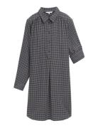 Checked Flanell Dress Knälång Klänning Navy Tom Tailor