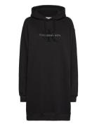 Chenille Monologo Hoodie Dress Kort Klänning Black Calvin Klein Jeans