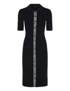 Sslv Logo Knit Dress Knälång Klänning Black Karl Lagerfeld