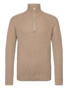 Jack & J S Jjpannel Knit Half Zip Aw24 Beige