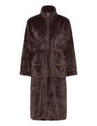 Fine Fleece Robe W Zipper Morgonrock Brown Missya