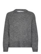 Selected Femme Slfrena Ls Knit O-Neck Camp Grå