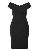 Crepe Off-The-Shoulder Cocktail Dress Kort Klänning Black Lauren Ralph...