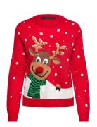 Vero Moda Vmsnowy Deer Ls O-Neck Xmas Röd