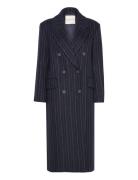 GANT Pinstripe Wool Coat Marinblå