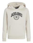 Jack & J S Jjkam Varsity Branding Sweat Hood Jnr Beige