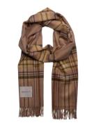 GANT Tartan Check Cashmere Blend Scarf Beige