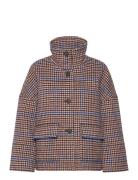 GANT Checked Cropped Wool Jacket Brun