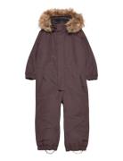 Color Kids Coverall W. Fake Fur Burgundy