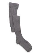 Geggamoja Cable Knitted Stockings Grey Melange Grå