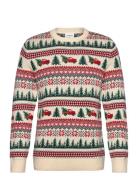 Lindbergh Winter Village Jaqucard O-Neck Knit Vit