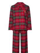 Lauren Ralph Lauren Homewear Lrl L/S Notch Collar Long Pant Pj Set Röd