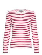 Tommy Jeans Tjw Slm Button Rib C-Neck Ls Ext Röd