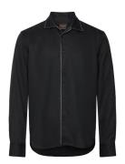 Oscar Jacobson Reg Fit Camp Collar Shirt Svart