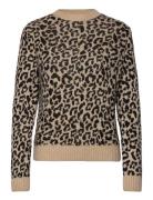 Mango Leopard-Print Sweater With Contrasting Trims Beige