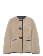 Mango Applique Fur Effect Coat Beige