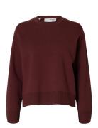 Selected Femme Slfkamma Ls Knit O-Neck Burgundy