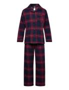 Lindex Pyjamas Set Flannel Marinblå