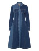 STINE GOYA Long Sleeve Denim Dress, 2301 Denim Blå