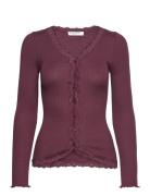 Rosemunde Silk Cardigan W/ Lace Burgundy