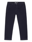 Mango Corduroy Straight Trousers Marinblå