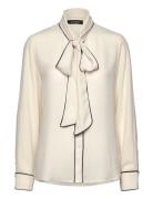 Lauren Ralph Lauren Two-T Georgette Tie-Neck Blouse Kräm