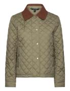 Lauren Ralph Lauren Corduroy-Trim Diamond-Quilted Jacket Khaki Green