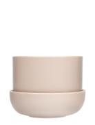 Iittala Nappula Plant Pot W.saucer Beige 170X130 Beige