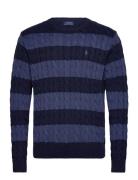 Polo Ralph Lauren Striped Cable-Knit Cotton Sweater Marinblå