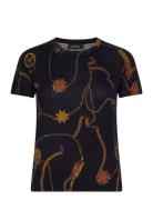 Lauren Ralph Lauren Print Cotton-Blend Short-Sleeve Sweater Marinblå