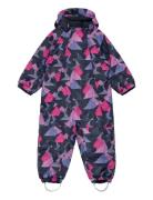 Color Kids Coverall W. 2 Zip- Aop Marinblå