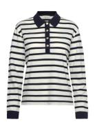 GANT Breton Stripe Ls Pique Polo Kräm