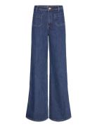 Mango Wideleg Jeans With Pockets Blå