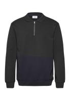 Lindbergh Jersey Pique W Zip L/S Marinblå