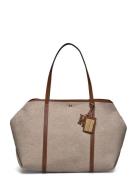 Lauren Ralph Lauren Canvas & Leather Large Emerie Tote Beige