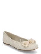 Mango Ballet Flats With Flower Decoration Beige