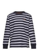 Mads Nørgaard Cotton Jersey Stripe Carlito Tee Ls Marinblå