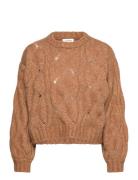 Monki Short Cable Knitted Sweater Brun