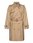 Lauren Women Double-Breasted Cotton-Blend Trench Coat Beige