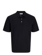 Jack & J S Jjeemil Knit Relaxed Polo Ss Sn Svart