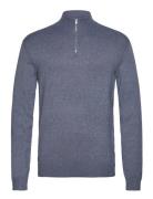 Lindbergh Ecovero Half Zip L/S Knit Blå