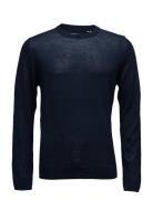 Lindbergh Merino Knit O-Neck Marinblå