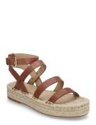 Lauren Ralph Lauren Polly Leather Gladiator Espadrille Brun