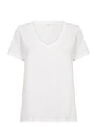 Cream Crnaia Deep V-Neck T-Shirt Vit