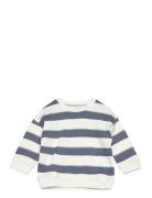 Mango Striped Cotton-Blend Sweatshirt Blå