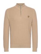 Lyle & Scott Ribbed Quarter Zip Jumper Beige